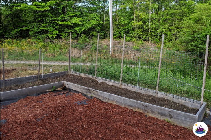 DIY raised garden bed with posts