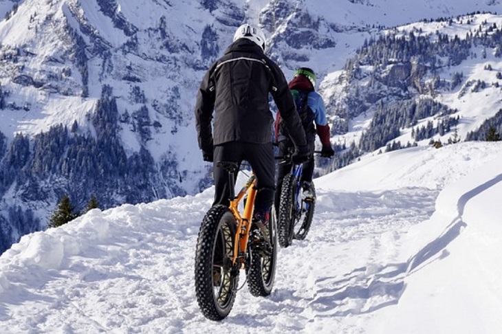 bike riding in snow