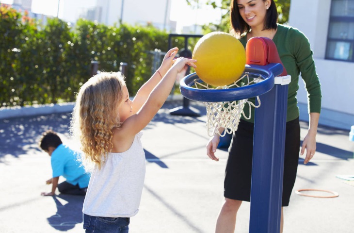 With a kid-sized basketball hoop, even the youngest members of the family can get in on the fun!