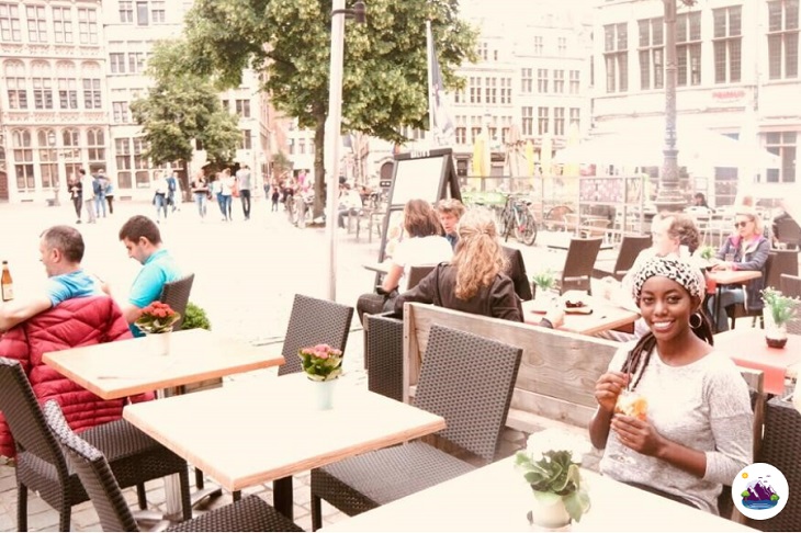 sipping sangria in one of the cool lounges in Antwerp Belgium photo by Sally