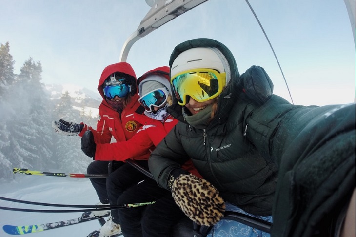 wear a snow helmet even on the chairlift